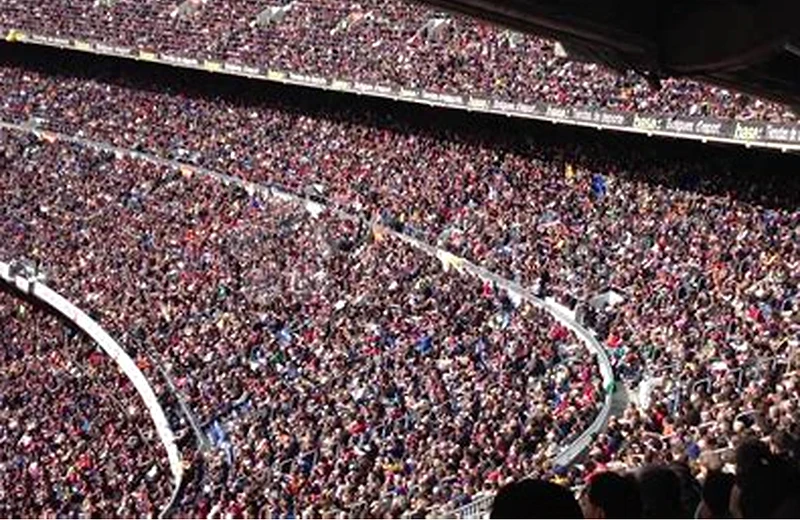Football fans arriving at a stadium